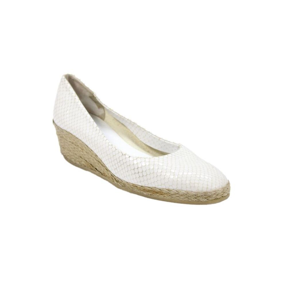 Hollywould Womens Snakeskin Print Espadrille Wedge Pumps White Size 37 7